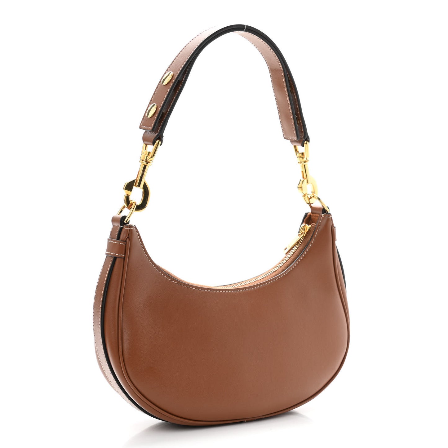 Smooth Calfskin Medium Strap Ava Shoulder Bag Tan