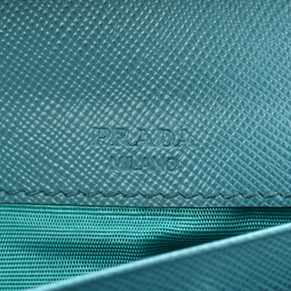Prada Saffiano Metal Continental Flap Wallet Bluette Cobalto Turchese 8 of 14