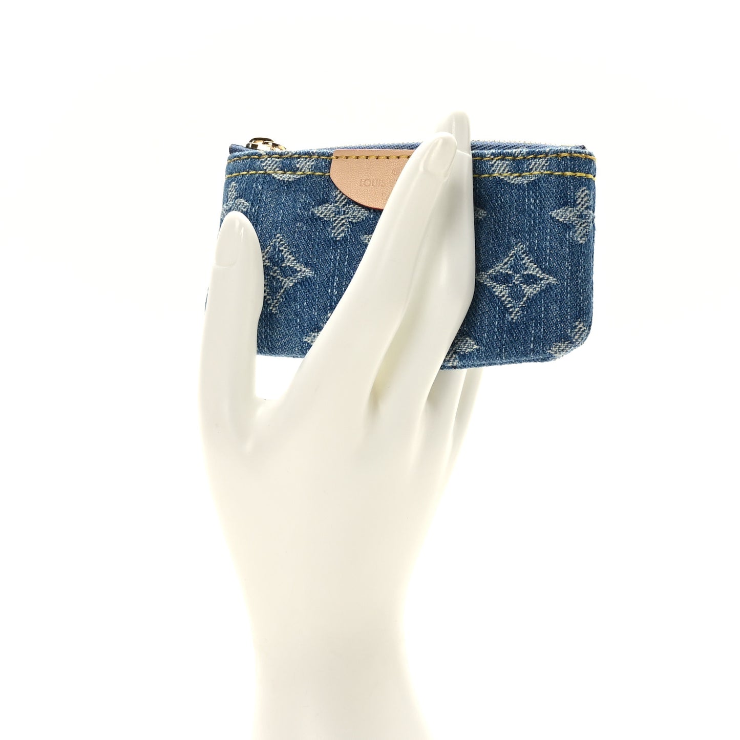Monogram Denim Key Pouch Denim Blue