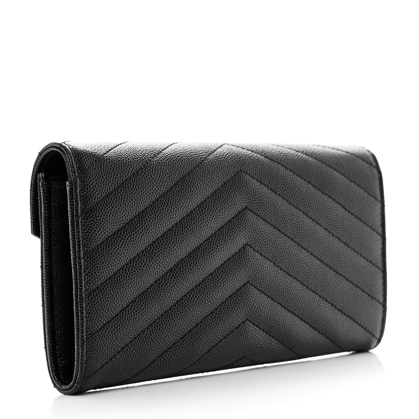 Grain De Poudre Matelasse Chevron Monogram Flap Wallet Black