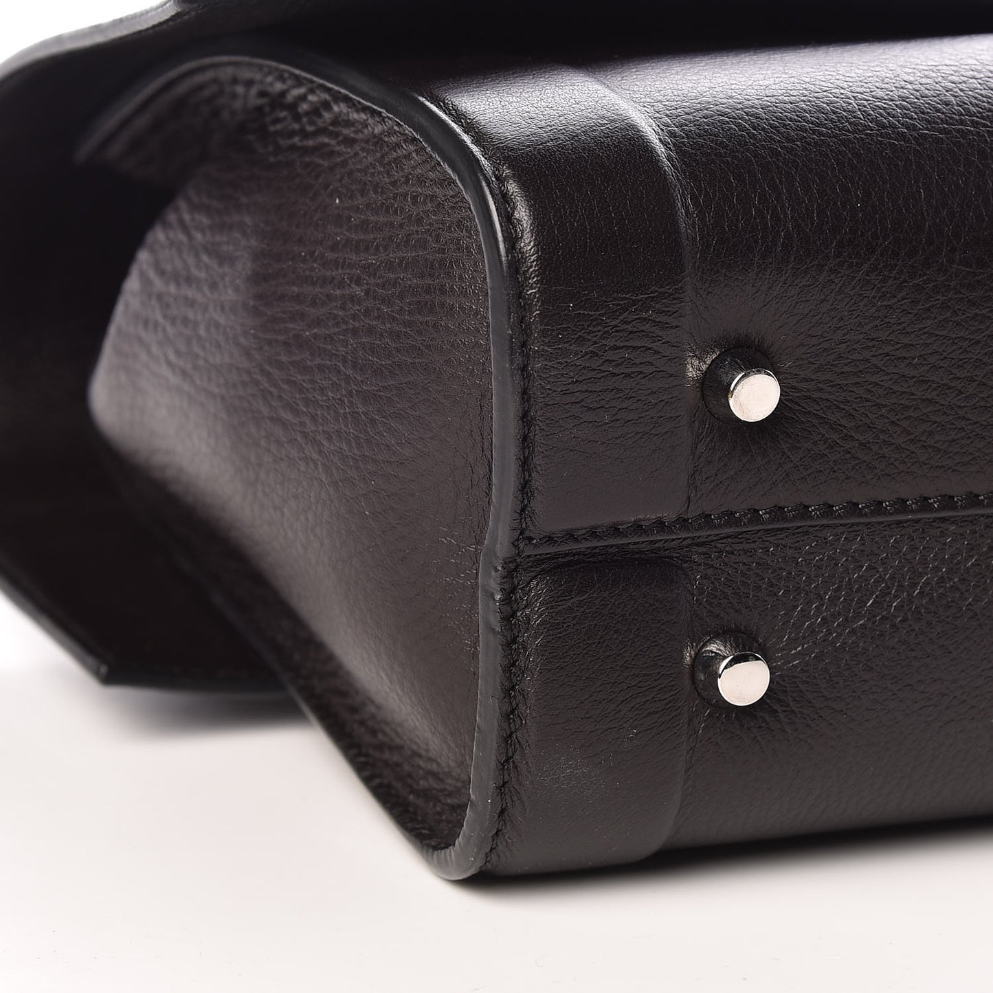 Grained Calfskin Small Shark Lock Satchel Dark Brown