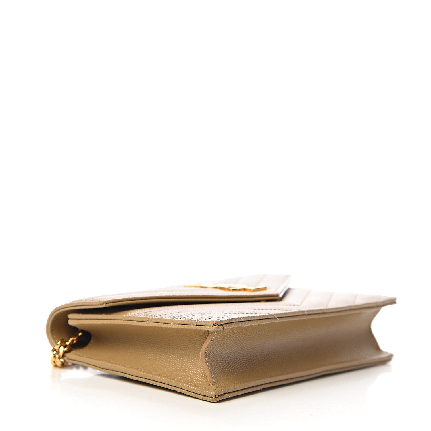 Saint Laurent Grain De Poudre Matelasse Chevron Monogram Envelope Chain Wallet Nude Powder 3 of 10