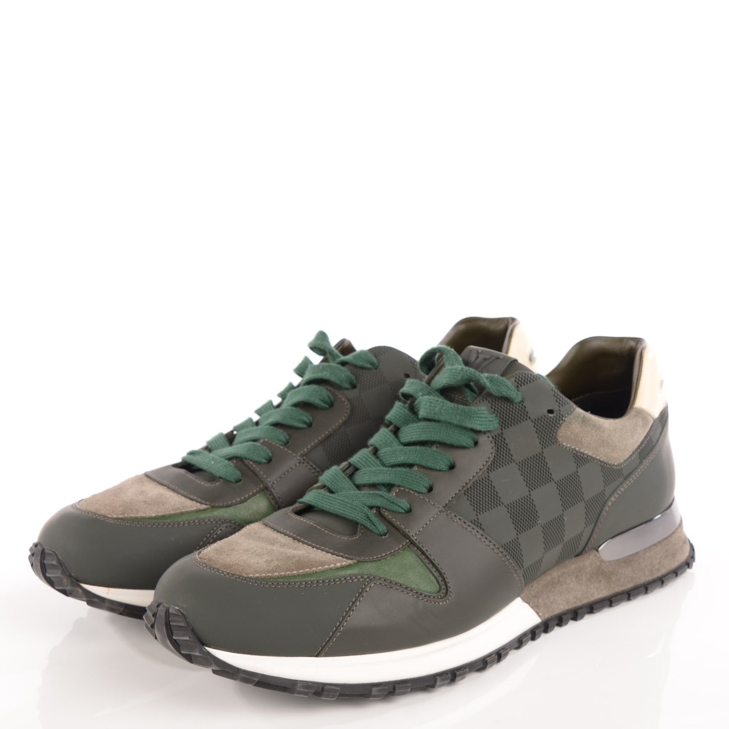 Suede Damier Run Away Sneakers 38.5 Vert
