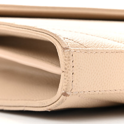 Saint Laurent Grain De Poudre Matelasse Chevron Monogram Chain Wallet Nude Powder 9 of 14
