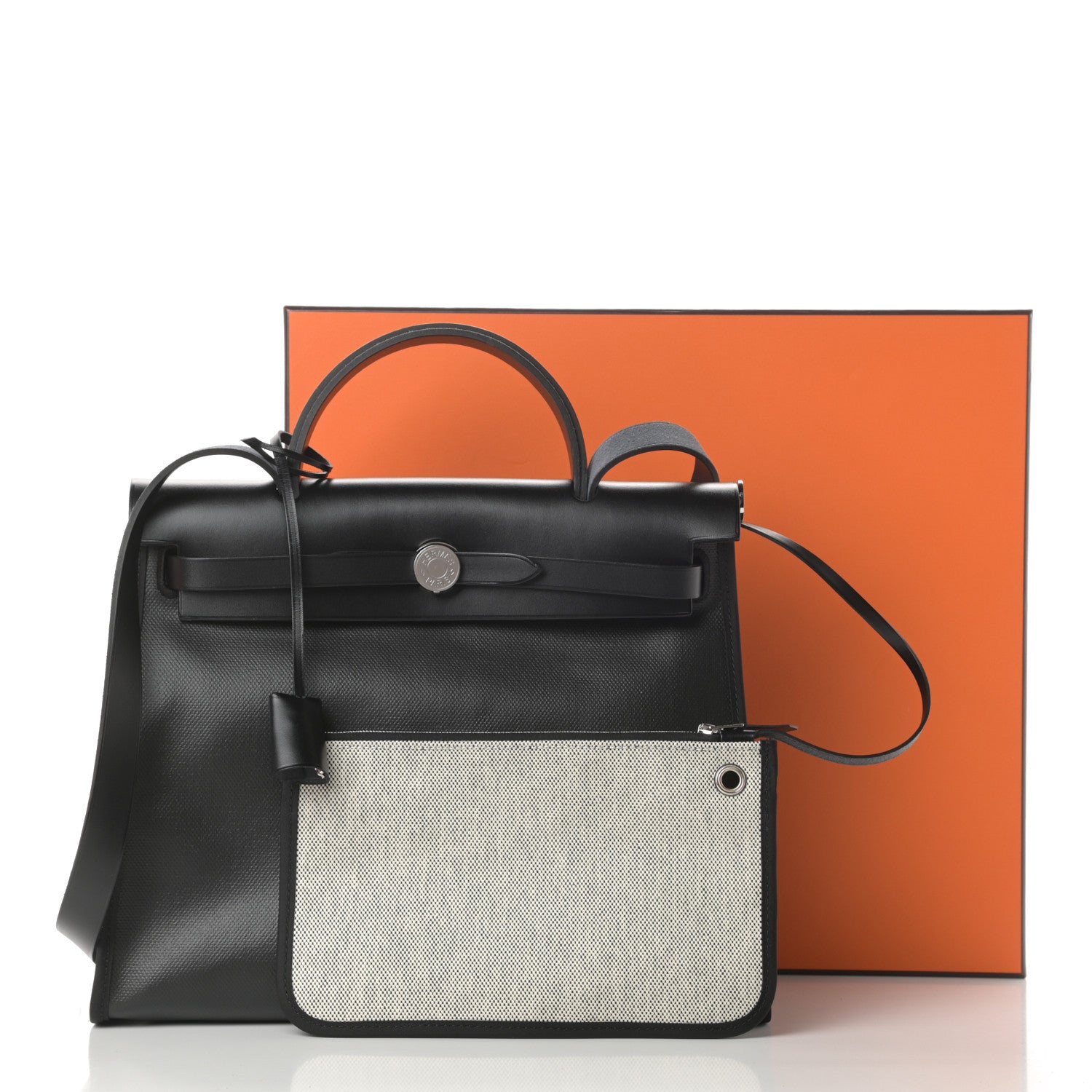 Hermes Toile H Berline Vache Hunter Herbag Zip PM 31 Black Ecru 12 of 12