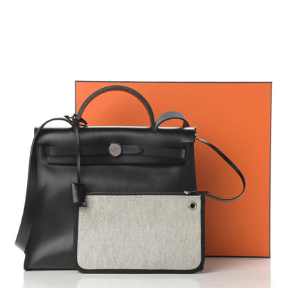 Hermes Toile H Berline Vache Hunter Herbag Zip PM 31 Black Ecru 12 of 12