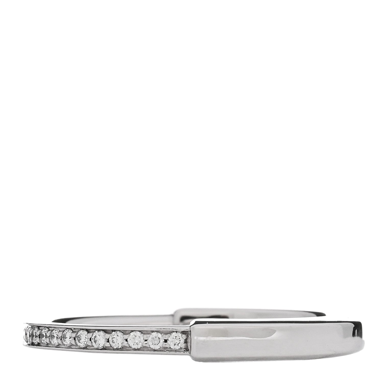 Tiffany 18K White Gold Diamond Lock Ring 62 10 3 of 5