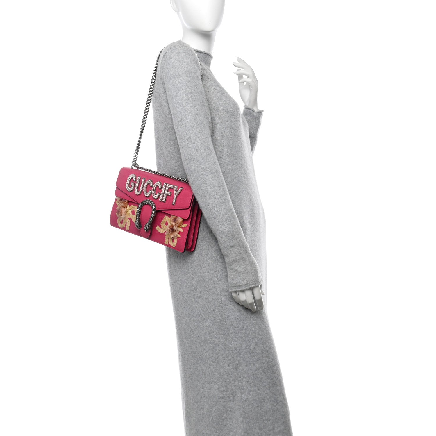 Gucci Pebbled Calfskin Embellished Guccify Small Dionysus Shoulder Bag Rosa 2 of 13