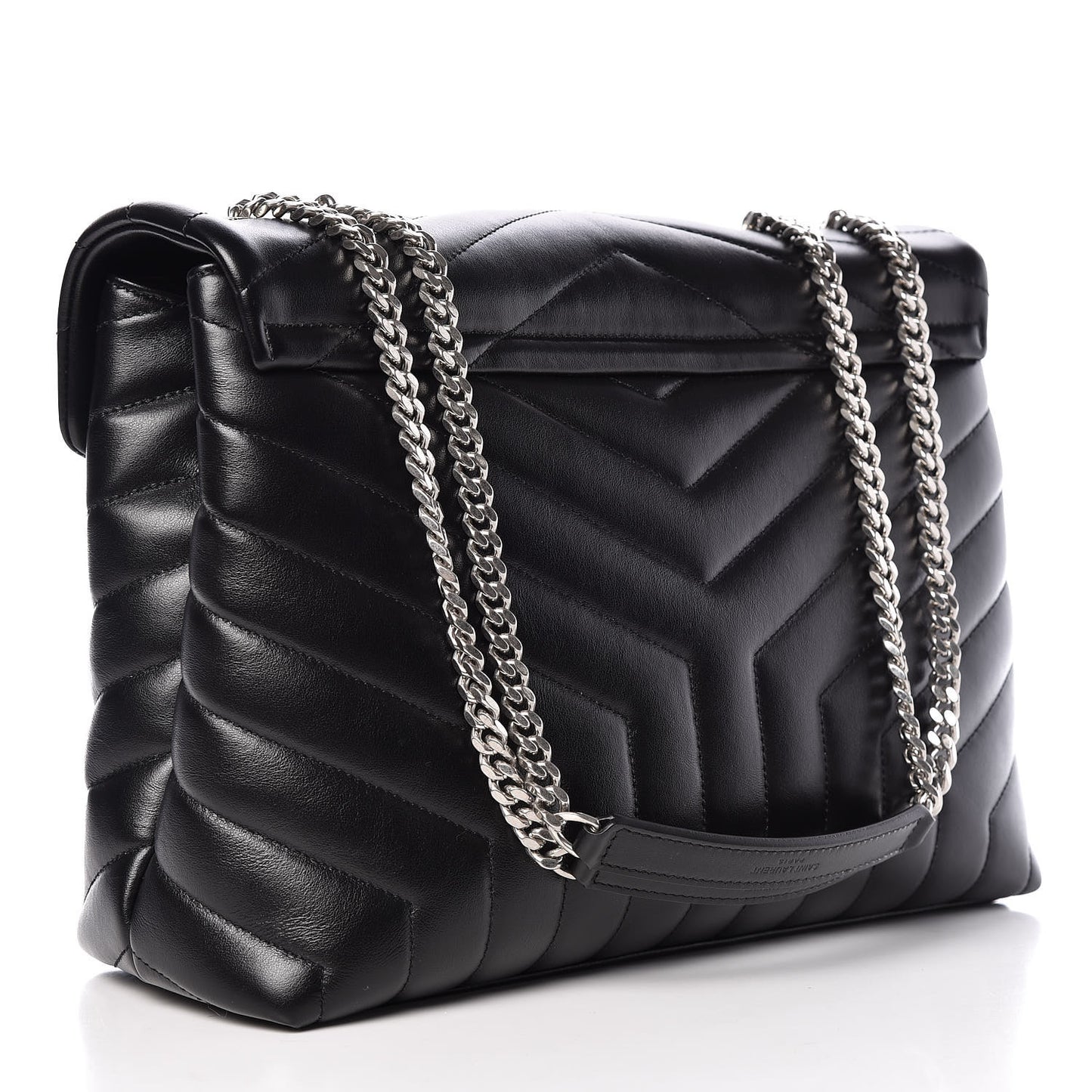 Calfskin Y Quilted Monogram Medium Loulou Chain Satchel Black