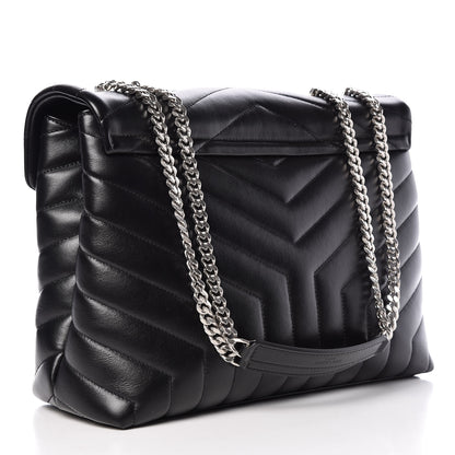 Saint Laurent Calfskin Y Quilted Monogram Medium Loulou Chain Satchel Black 3 of 9