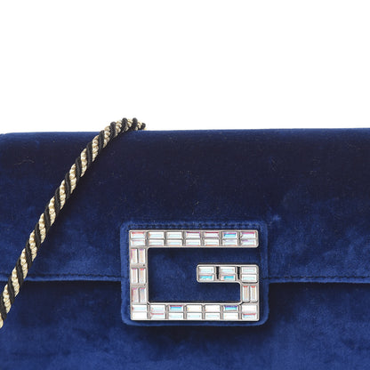 Gucci Velvet Crystal Square G Shoulder Bag Cobalt Blue 10 of 10