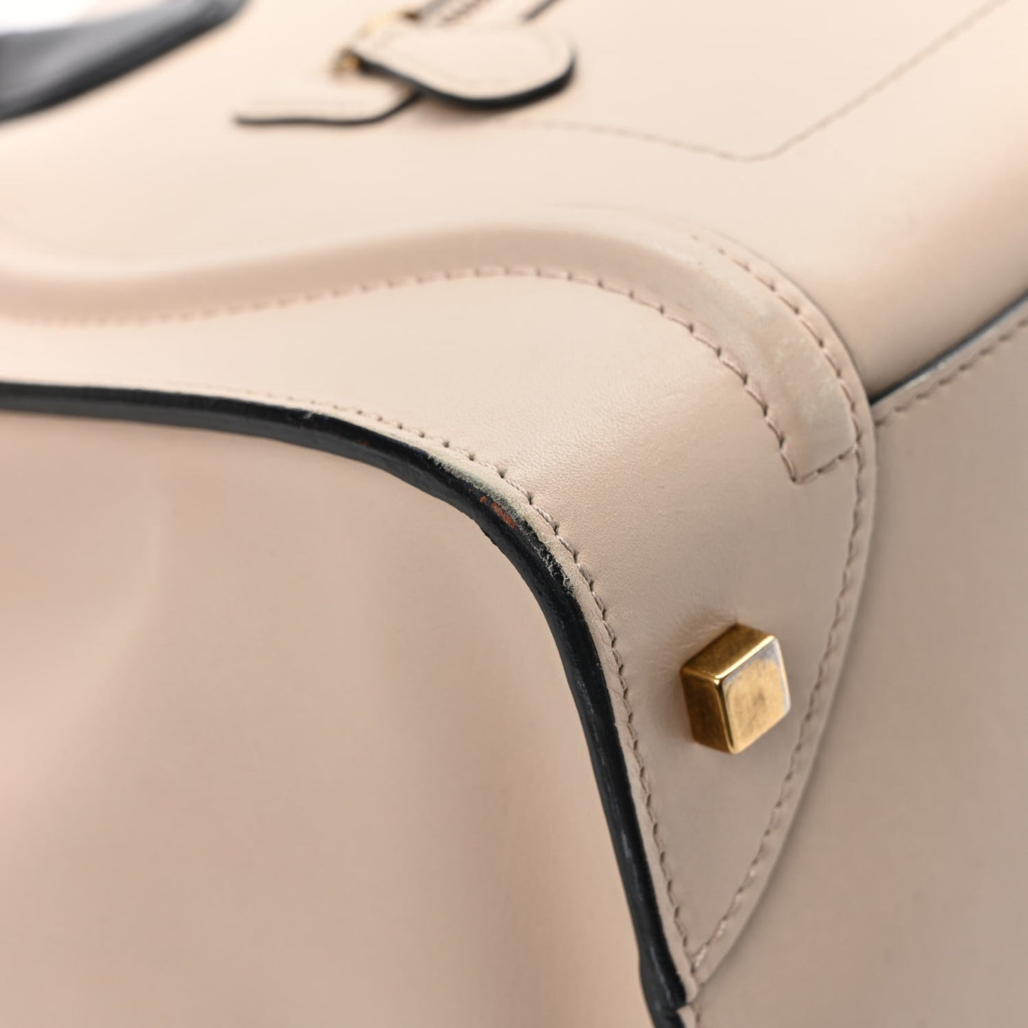 Satin Calfskin Mini Bi-Color Luggage Powder Black