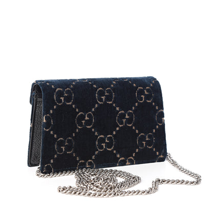 Gucci Velvet GG Monogram Super Mini Dionysus Shoulder Bag Blue Beige Black 2 of 8
