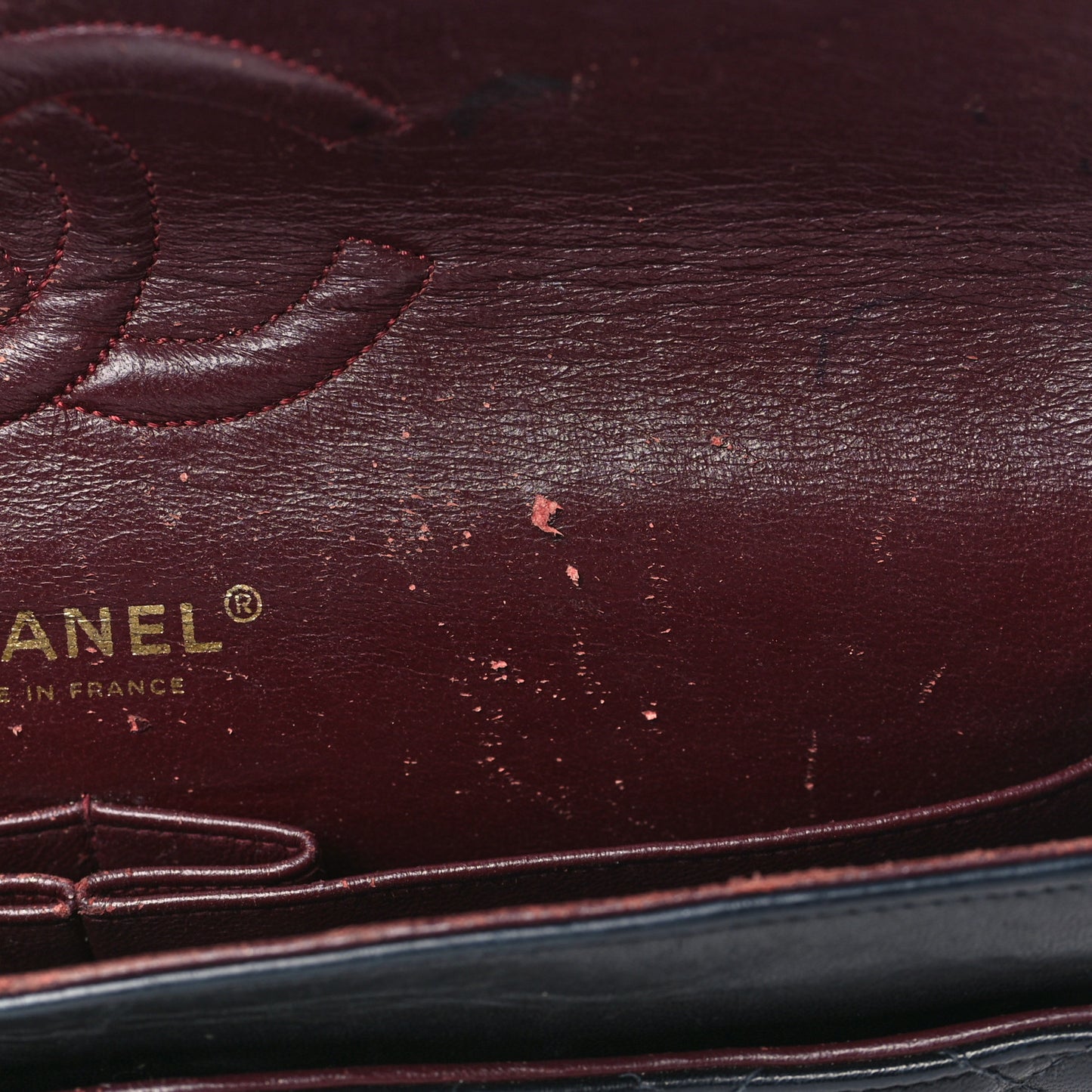 Lambskin Quilted Medium Double Flap Navy