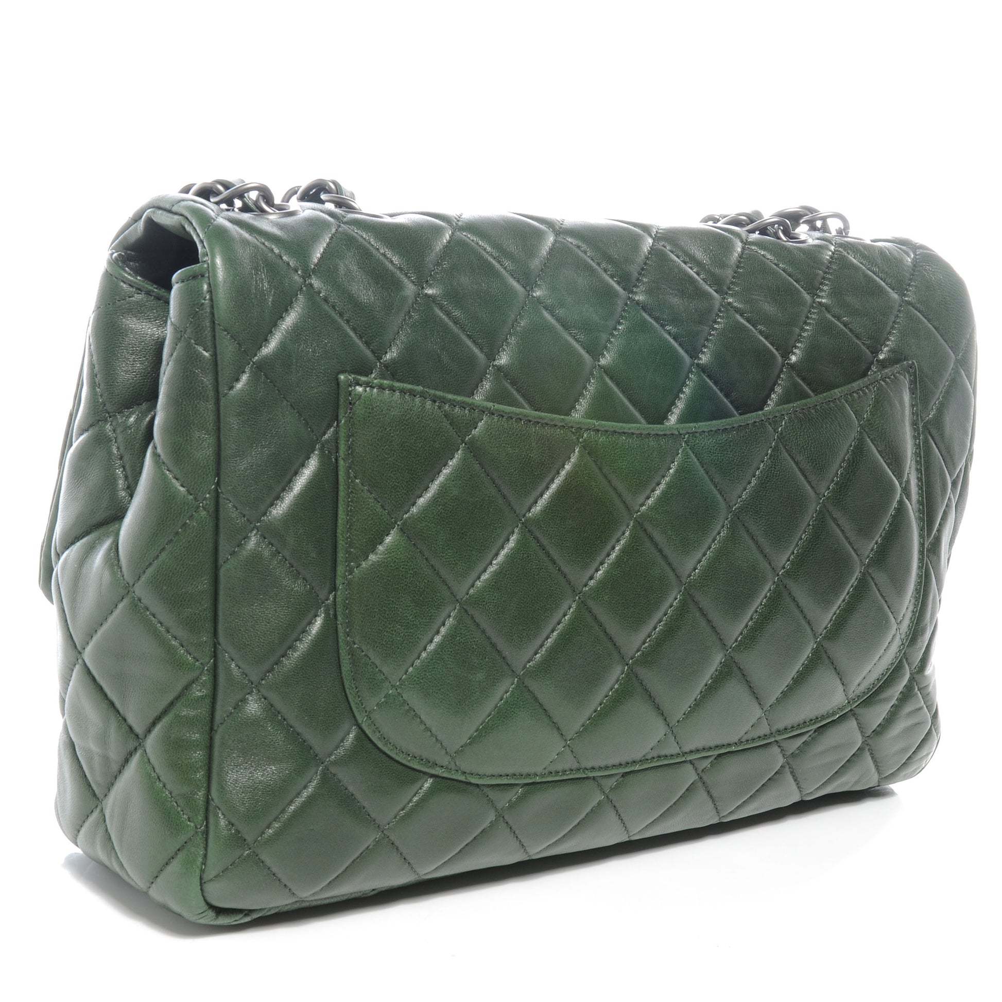 Chanel Lambskin Jumbo Single Flap Dark Green 3 of 7