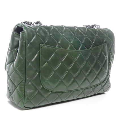 Chanel Lambskin Jumbo Single Flap Dark Green 3 of 7