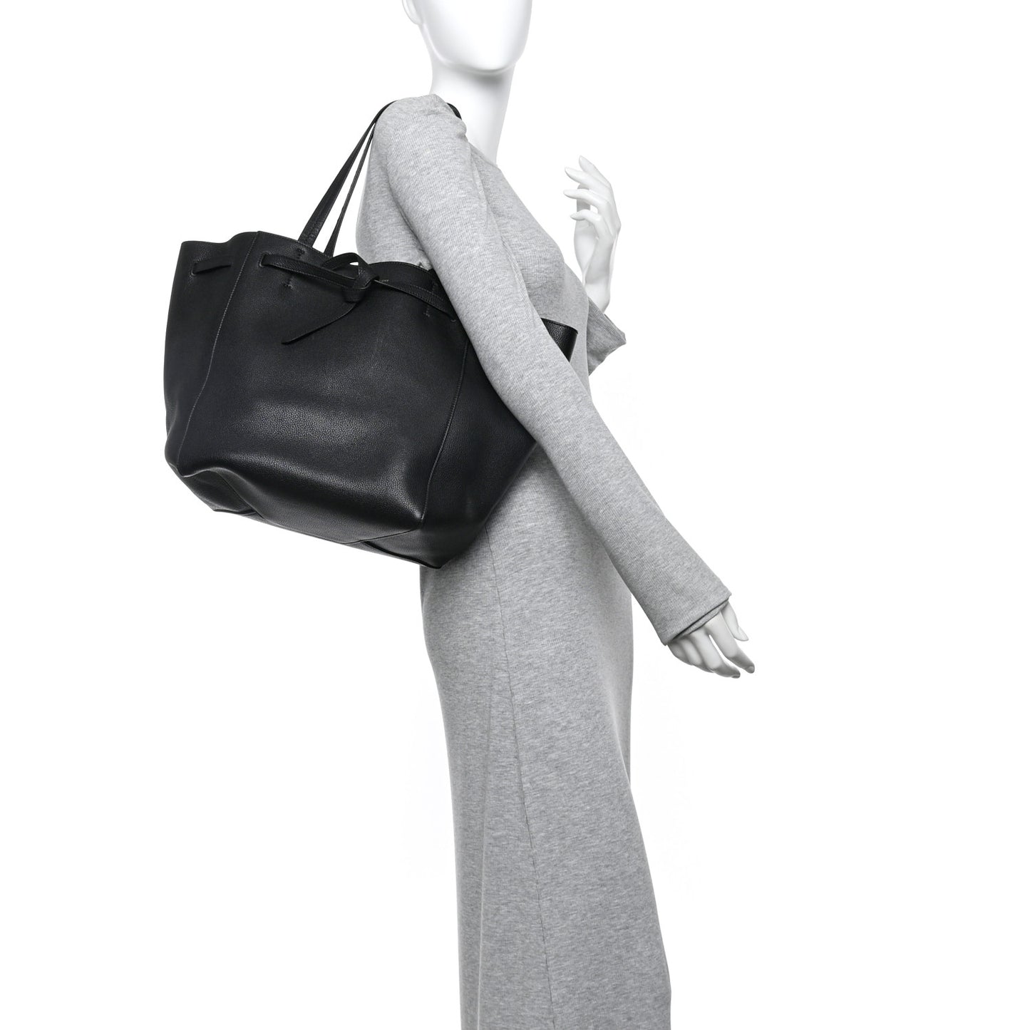 Soft Grained Calfskin Small Belt Cabas Phantom Black