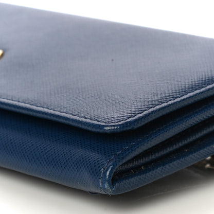 Prada Saffiano Metal Continental Flap Wallet Bleuette 9 of 11