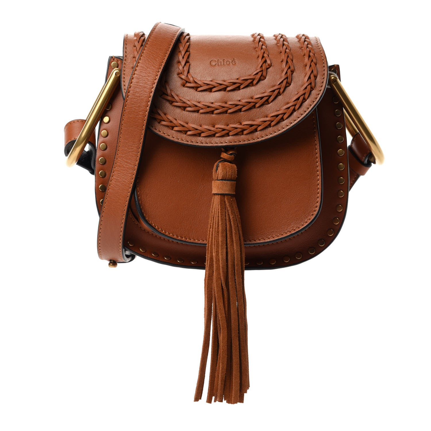 Chloe Calfskin Braided Mini Hudson Shoulder Bag Caramel 1 of 9