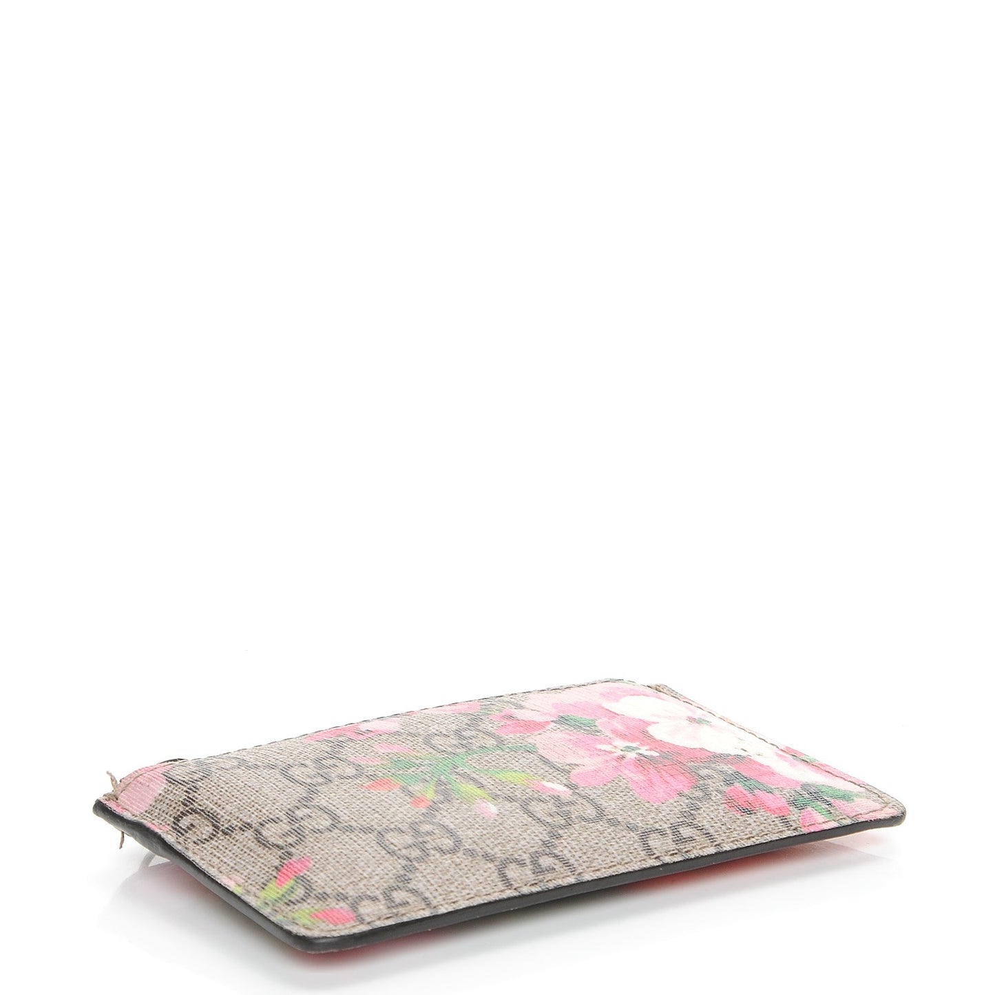 GG Supreme Monogram Blooms Key Ring Coin Case Beige Multicolor Dry Rose