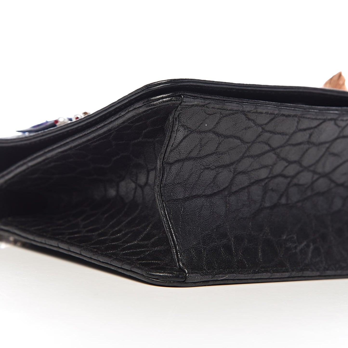 Crinkled Lambskin Embellished Diorama Club Bag Black