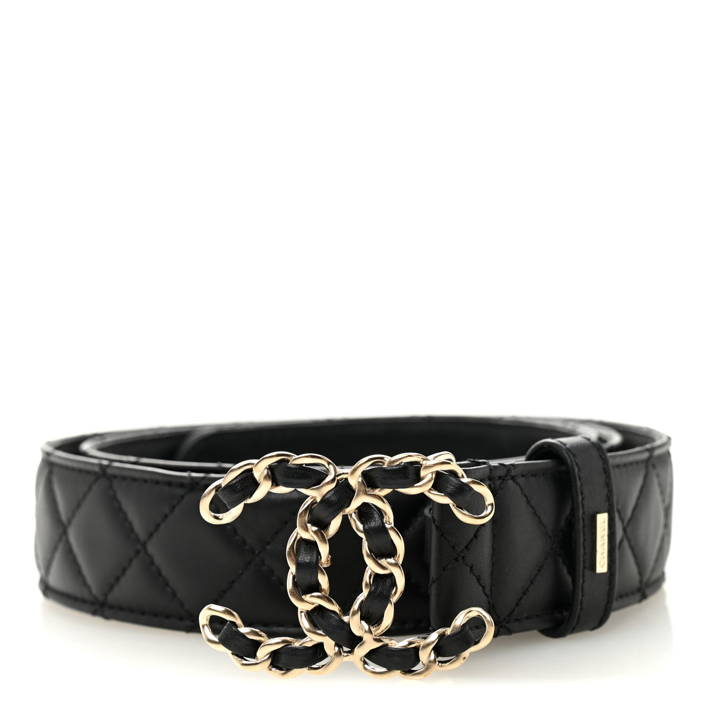 Calfskin Quilted CC Chain Belt 95 38 Black