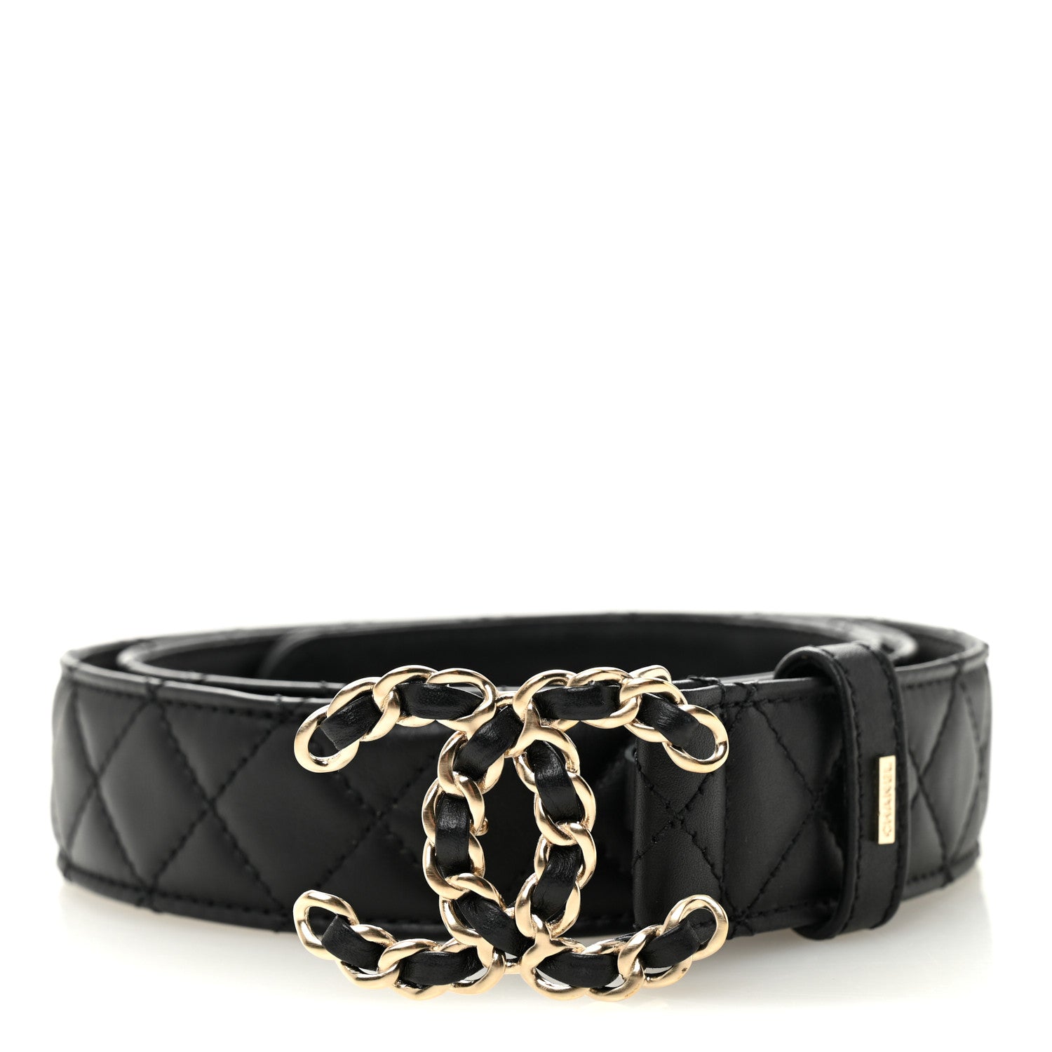 Chanel Calfskin Quilted CC Chain Belt 95 38 Black 1 of 7