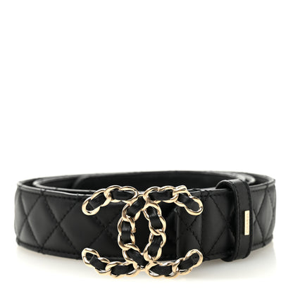 Chanel Calfskin Quilted CC Chain Belt 95 38 Black 1 of 7