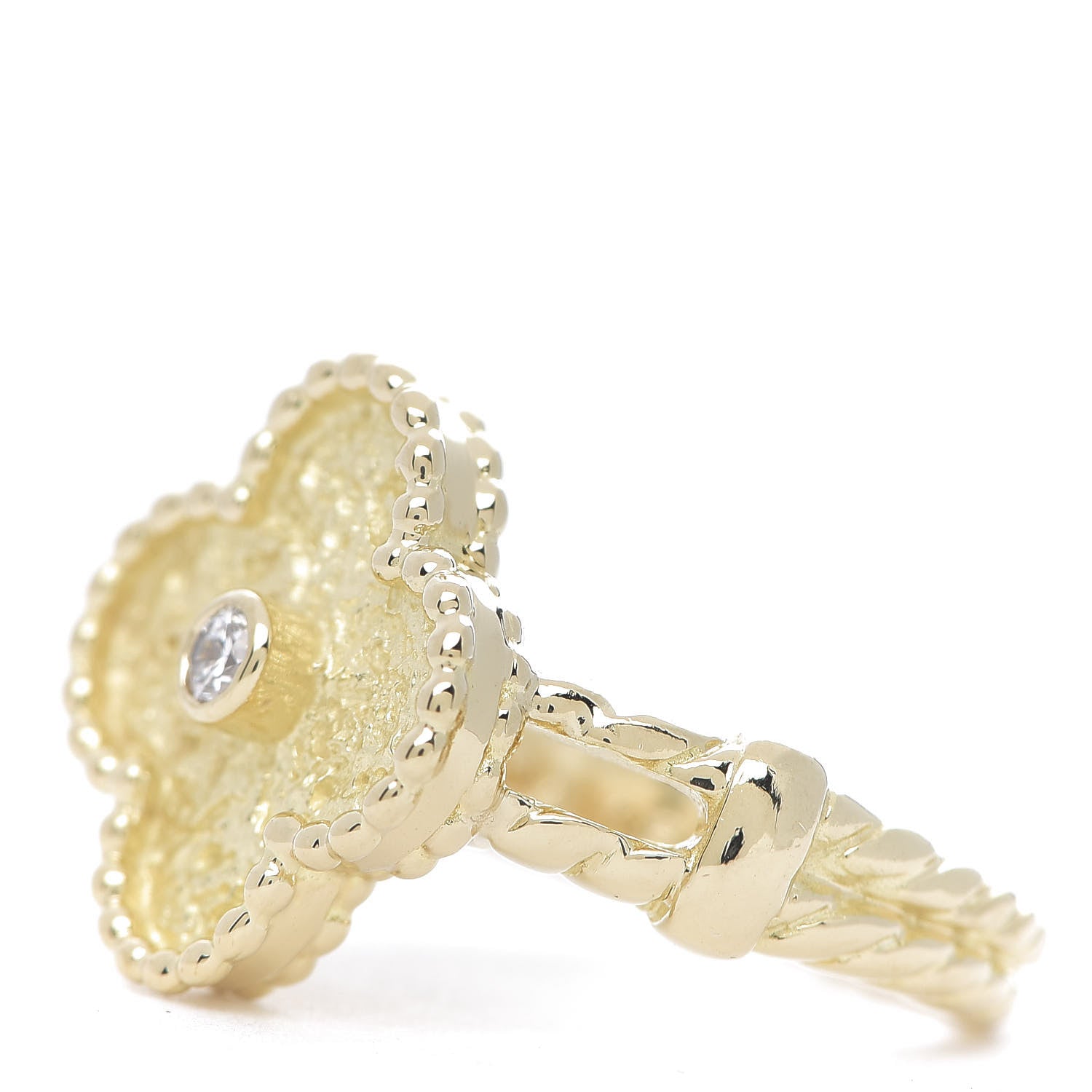 Van Cleef & Arpels 18K Yellow Gold Diamond Vintage Alhambra Ring 48 4.5 3 of 8