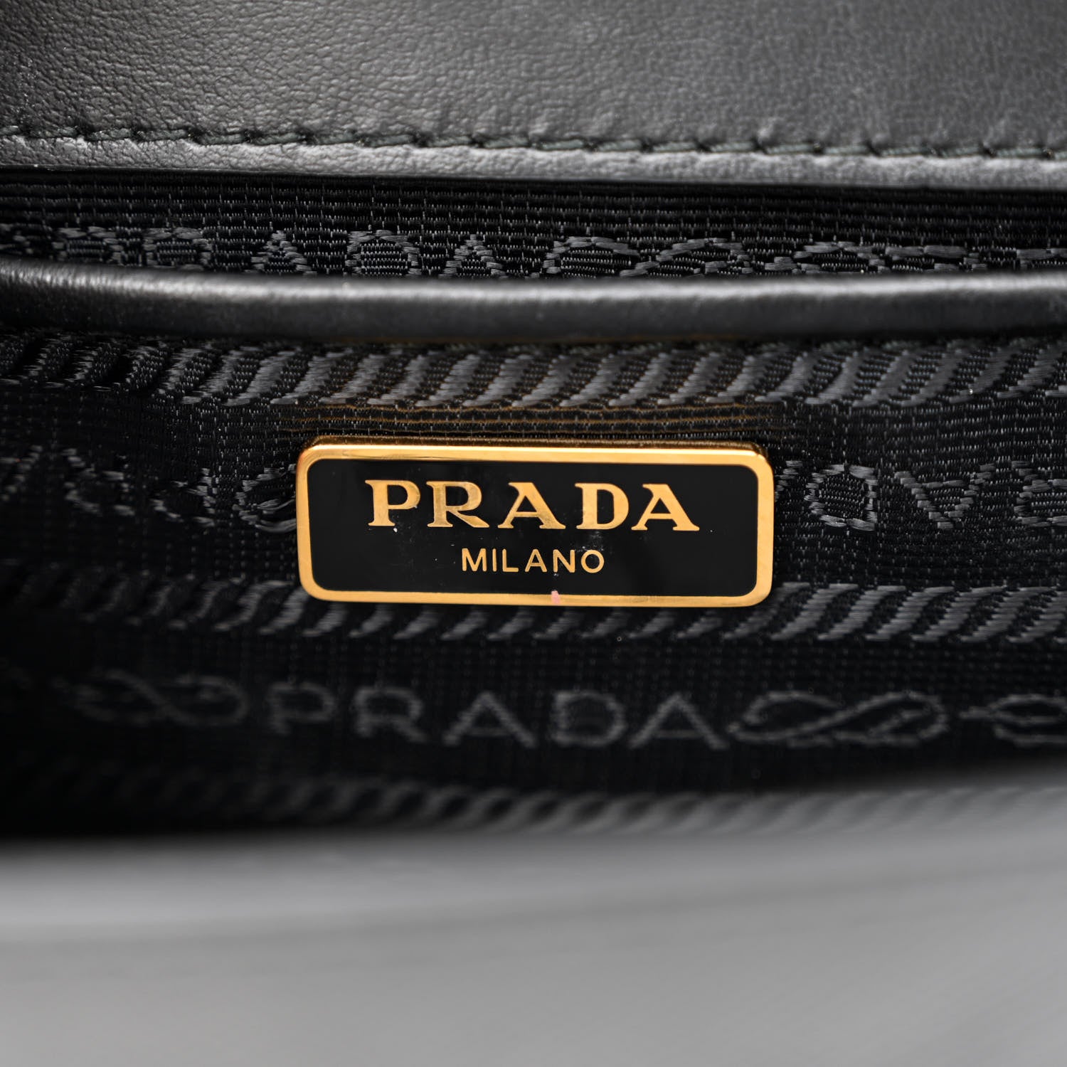 Prada Saffiano Soft Calfskin Metal Triangle Logo Envelope Chain Shoulder Bag Black 6 of 11