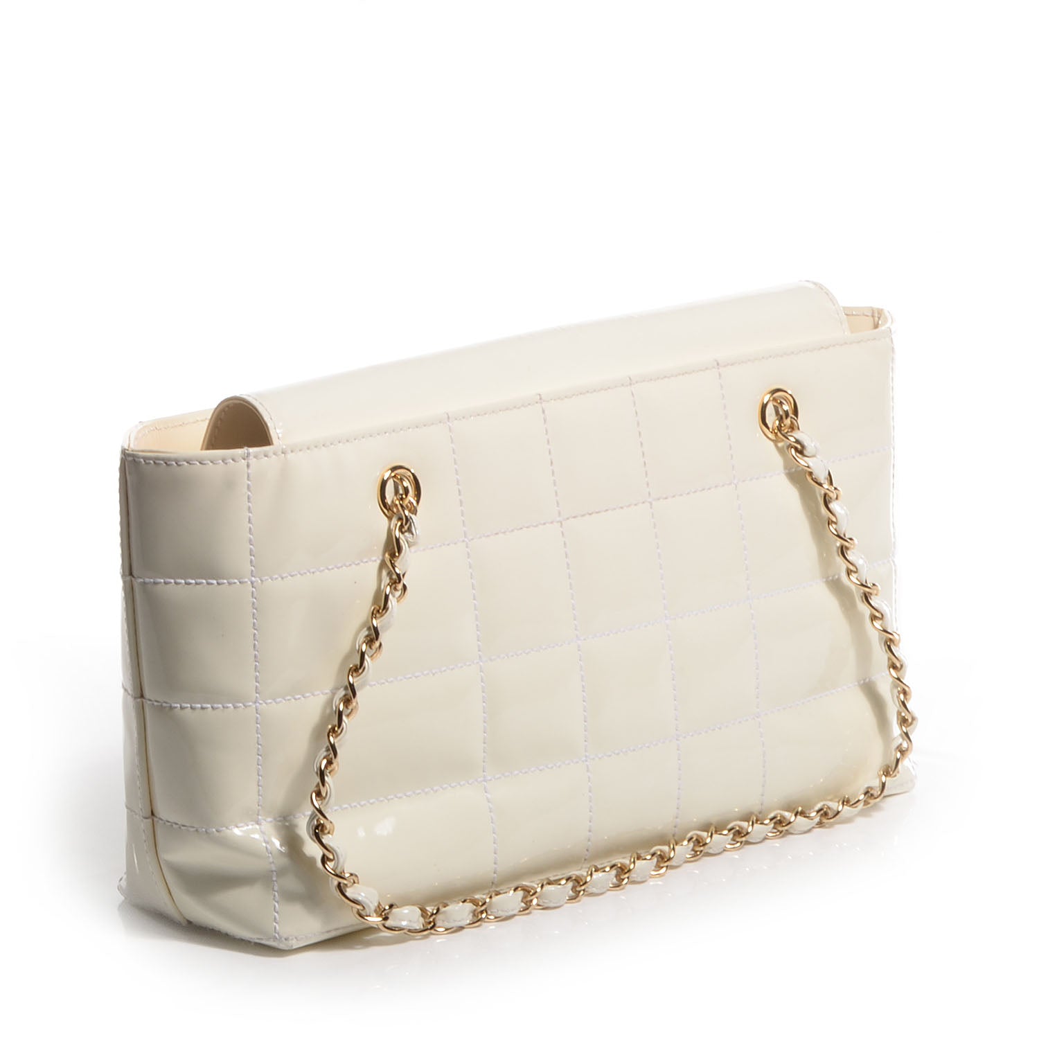 Chanel Patent Chocolate Bar East West Tote White 3 of 8