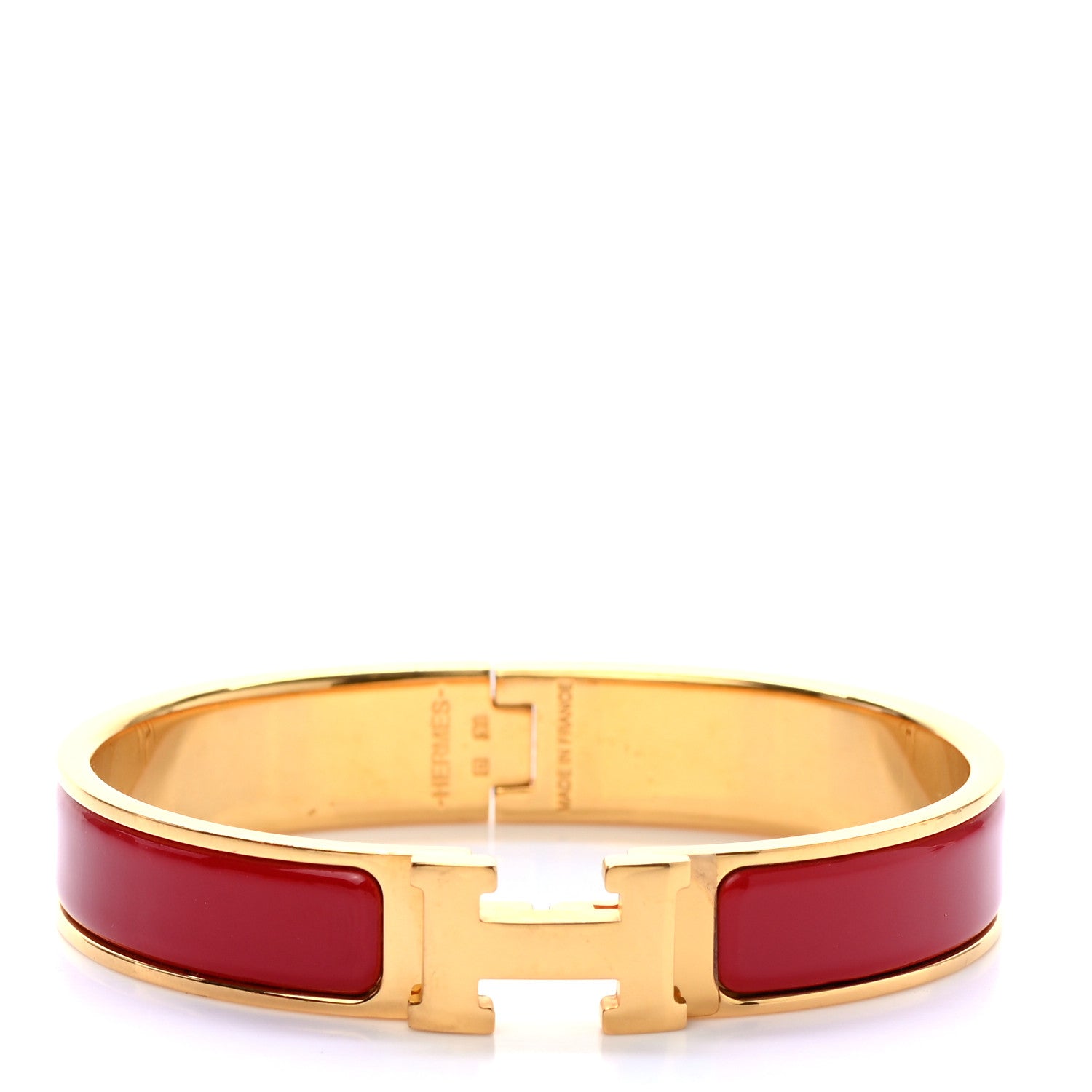 Hermes Enamel Narrow Clic Clac H Bracelet PM China Red 1 of 5