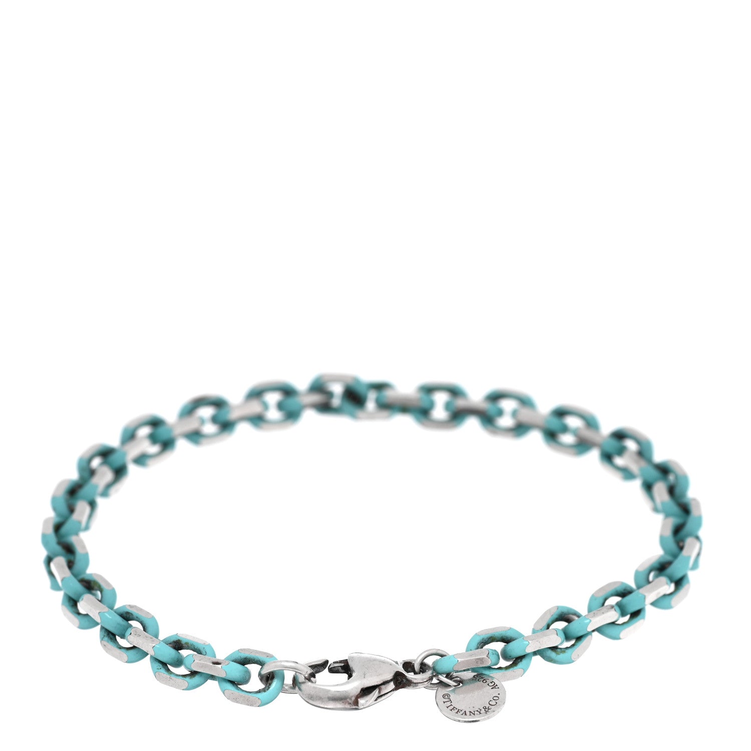 Tiffany Sterling Silver Enamel Link Bracelet Blue 2 of 4