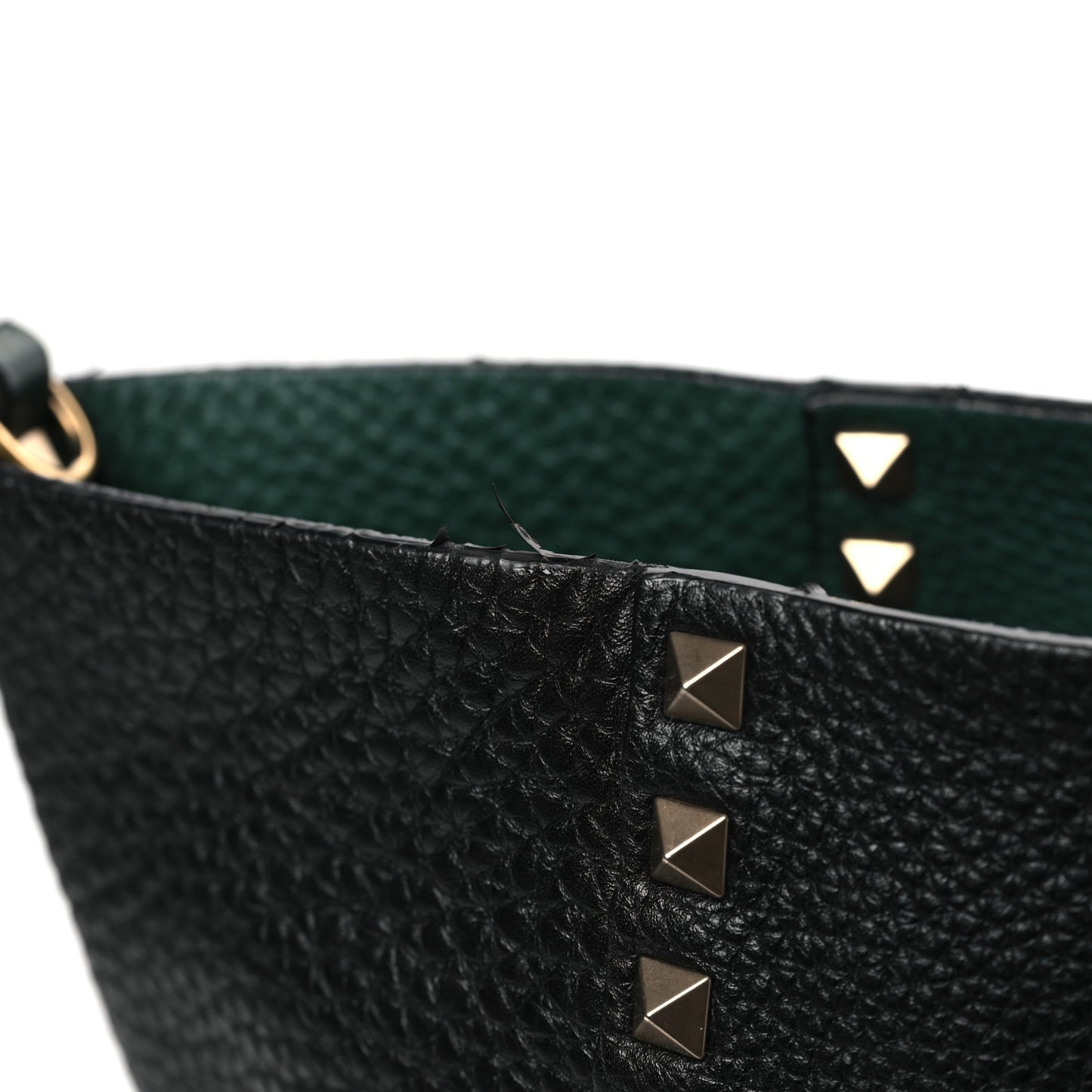 Pebbled Calfskin Beaded Rockstud Tote Black