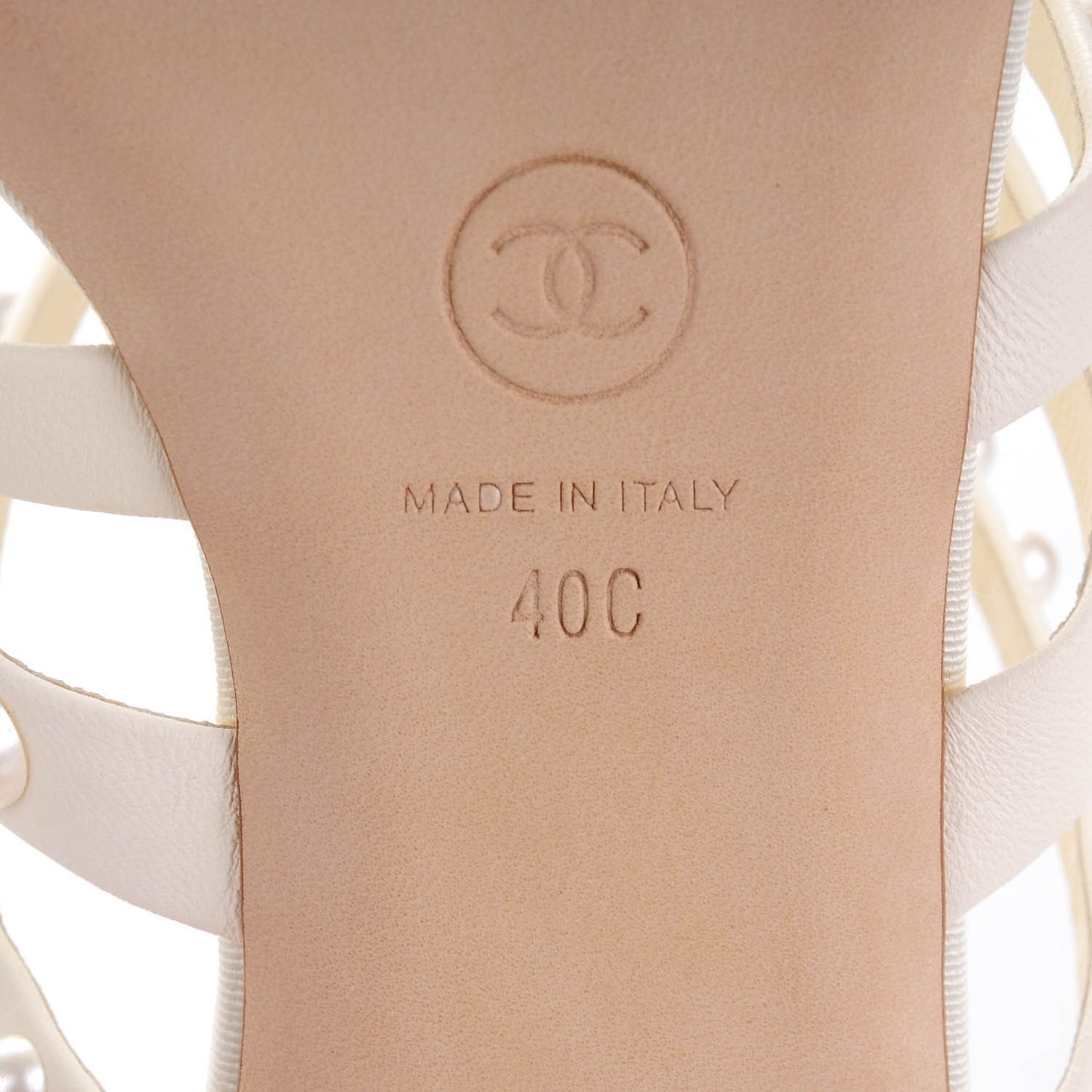 Lambskin Pearl Sandals 40 White