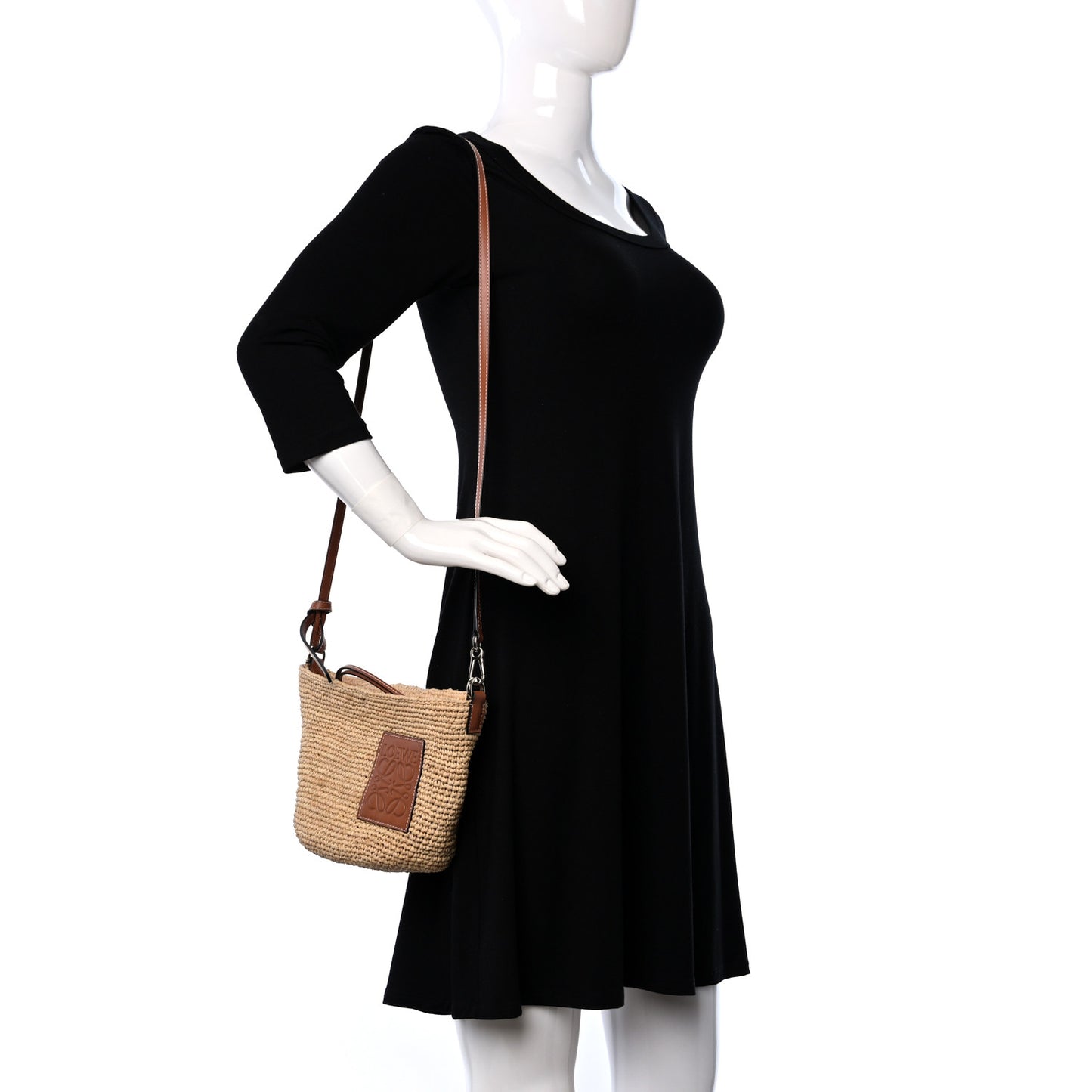 Calfskin Raffia Paulas Ibiza Pochette Bag Natural Tan