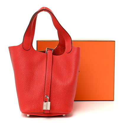 Hermes Taurillon Clemence Picotin Lock 18 PM Rouge De Coeur 10 of 10