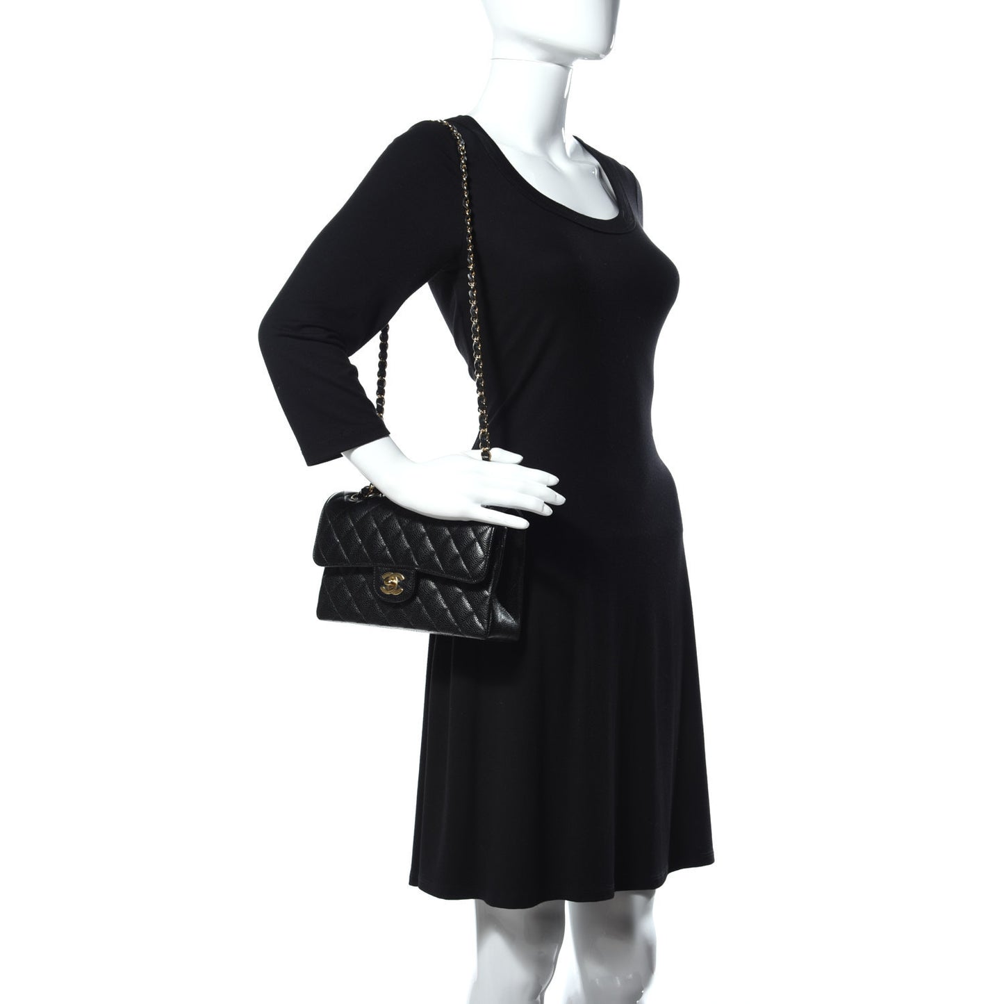 Caviar Quilted Small Double Flap Black