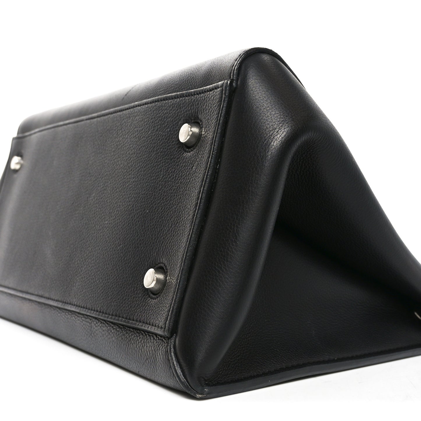 Grained Calfskin Edge Shoulder Bag Black