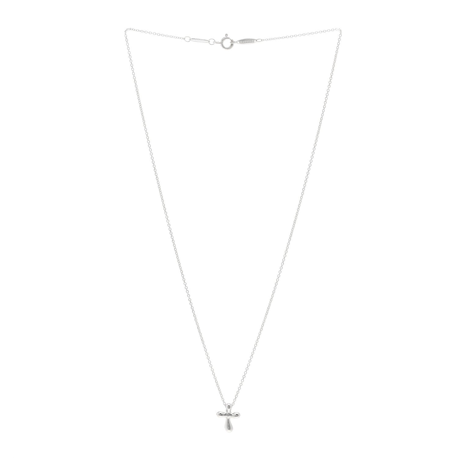 Tiffany Sterling Silver 12mm Elsa Peretti Cross Pendant Necklace 3 of 4