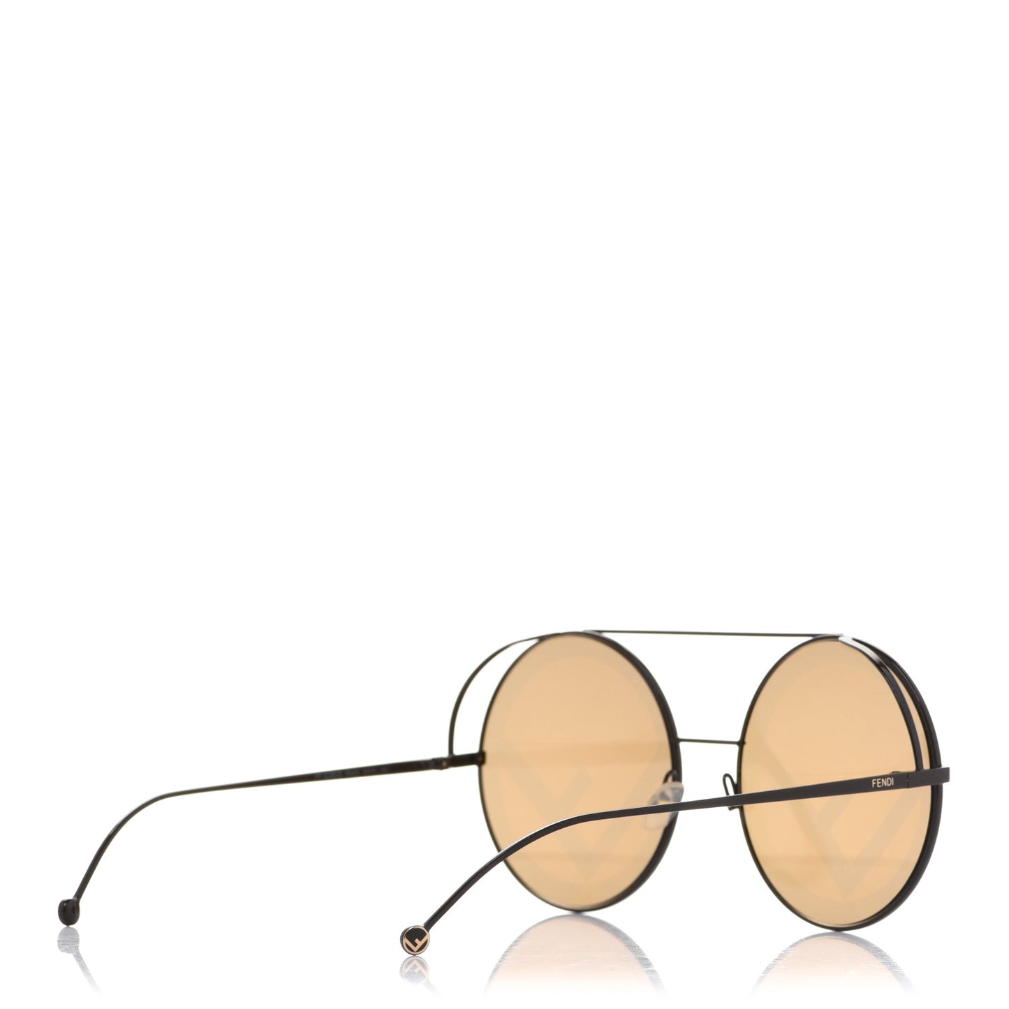 Metal F is Fendi Printed Run Away Round Frame Sunglasses FF 0285/S Black