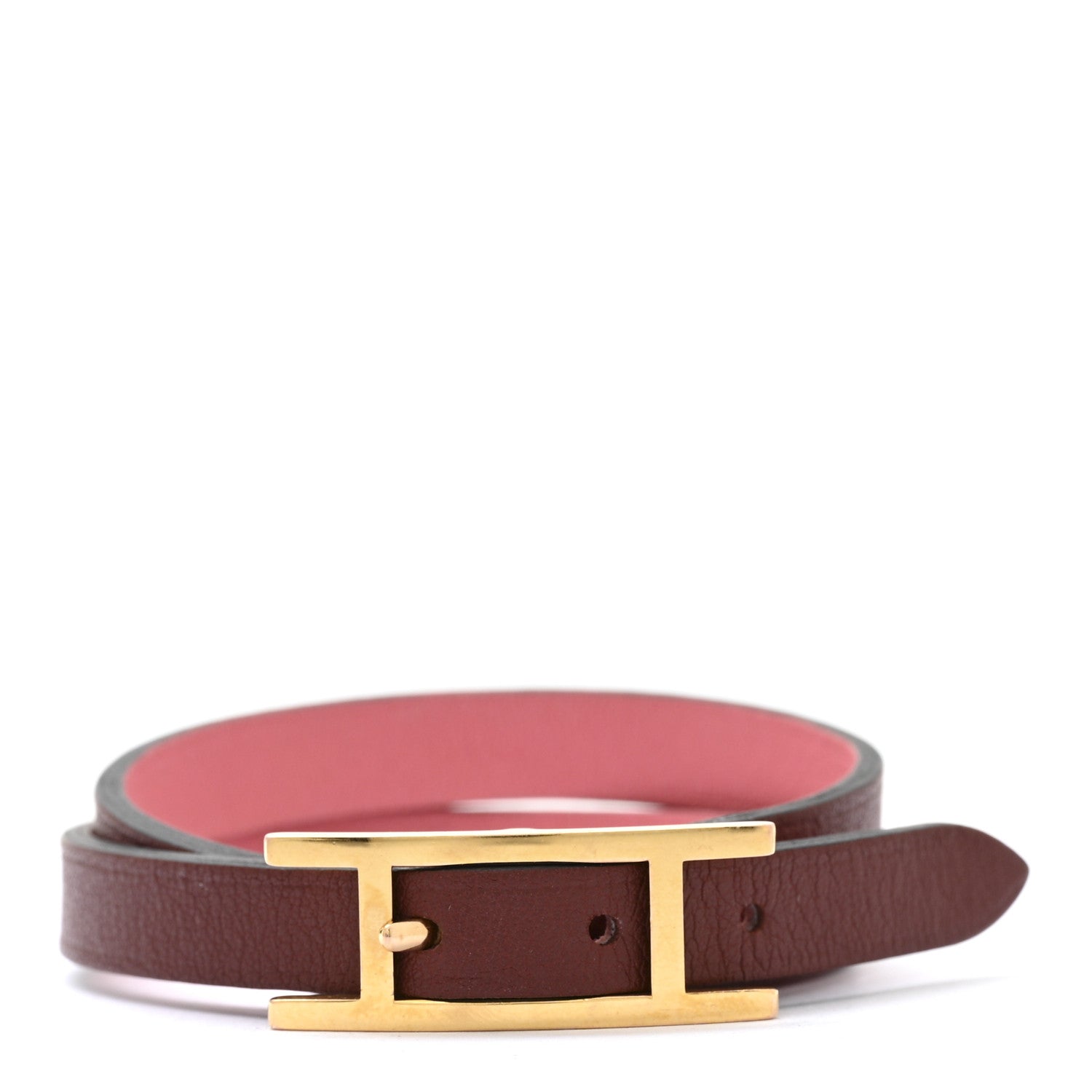 Hermes Swift Behapi Double Tour Reversible Bracelet T2 Rose Mexico Rouge H 1 of 5
