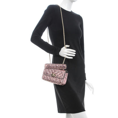 Valentino Garavani Metallic Wrinkled Lambskin Small Rockstud Spike Shoulder Bag Lipstick 3 of 8