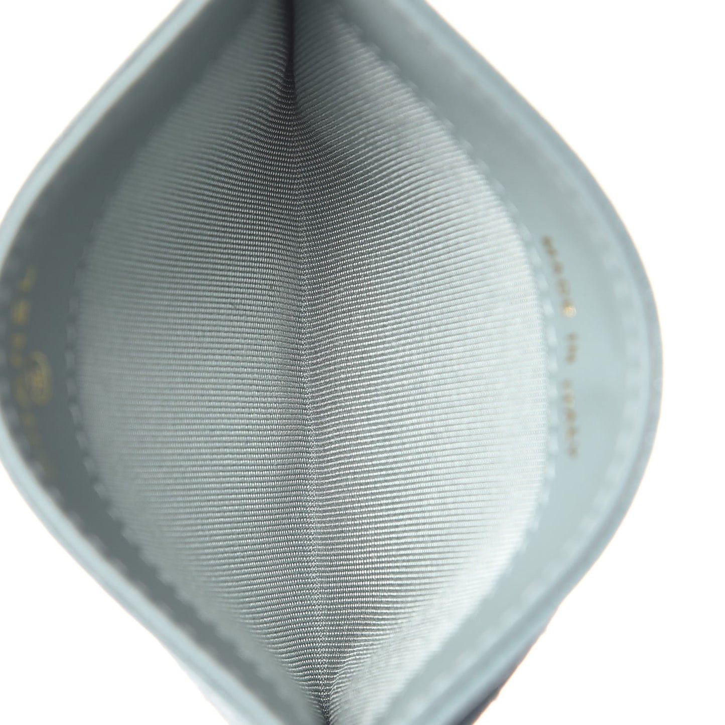 Iridescent Caviar Quilted Card Holder Light Blue