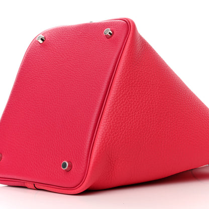 Hermes Taurillon Clemence Casaque Picotin Lock 22 MM Rose Extreme Rose Mexico Rouge De Coeur 10 of 11