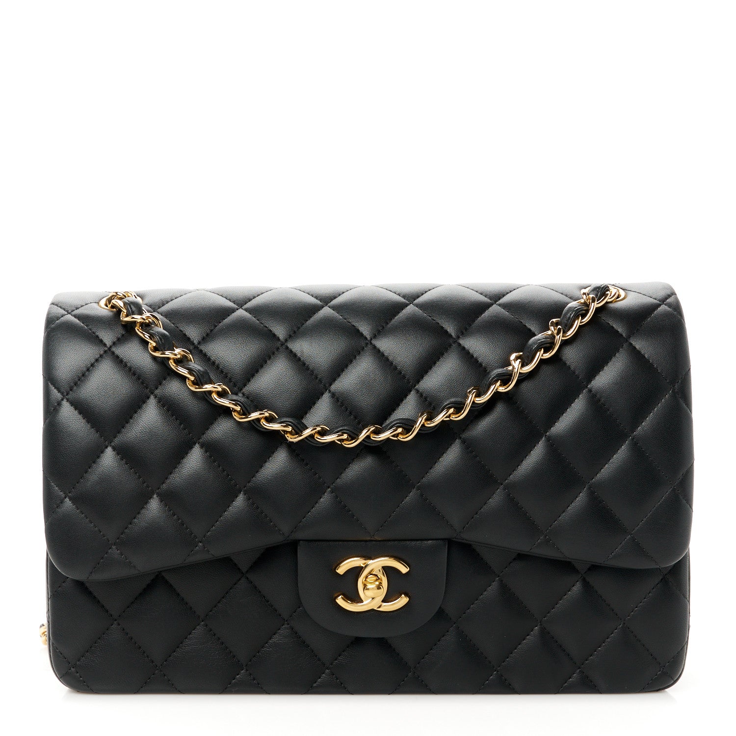 Chanel Lambskin Quilted Jumbo Double Flap Black 1 of 11
