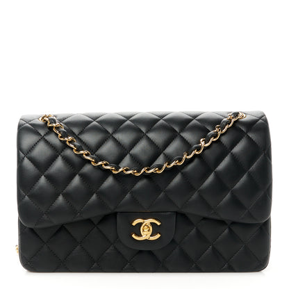 Chanel Lambskin Quilted Jumbo Double Flap Black 1 of 11