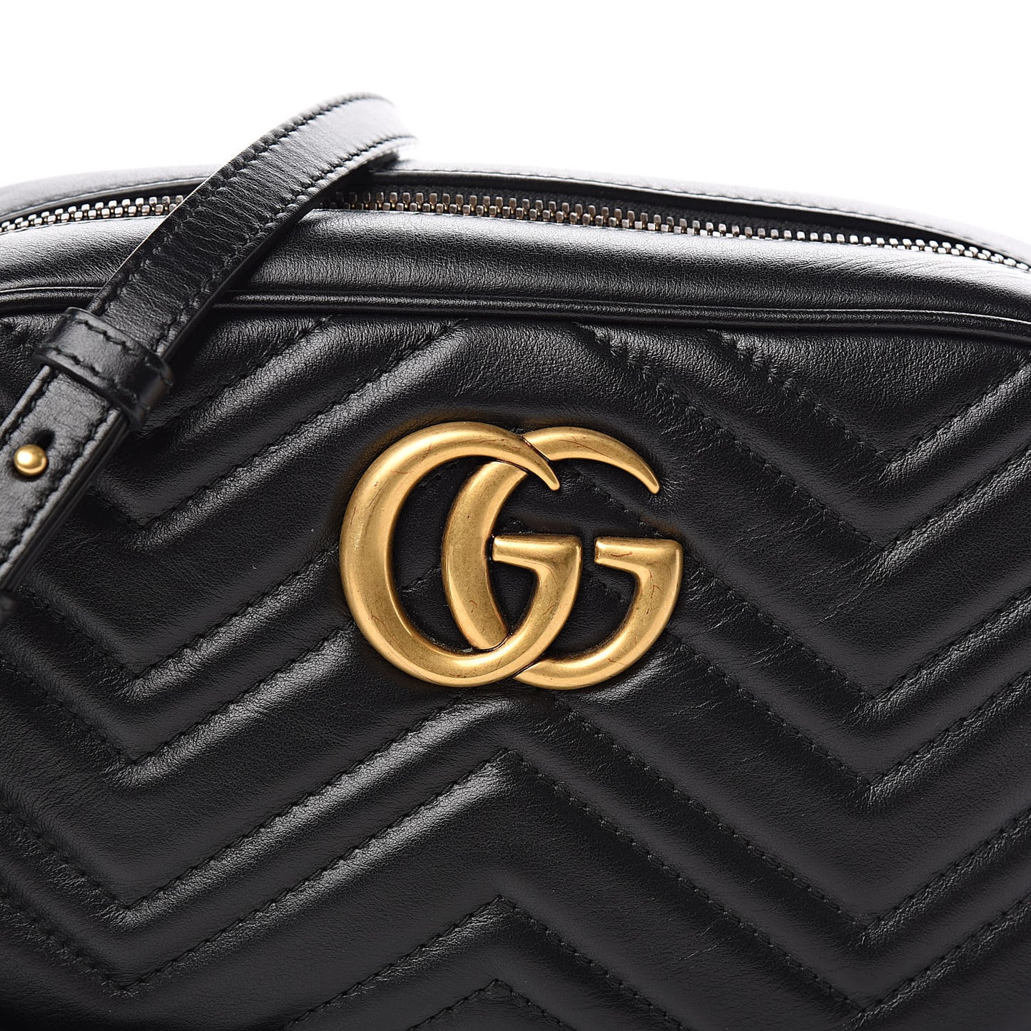 Calfskin Matelasse Small GG Marmont Chain Shoulder Bag Black