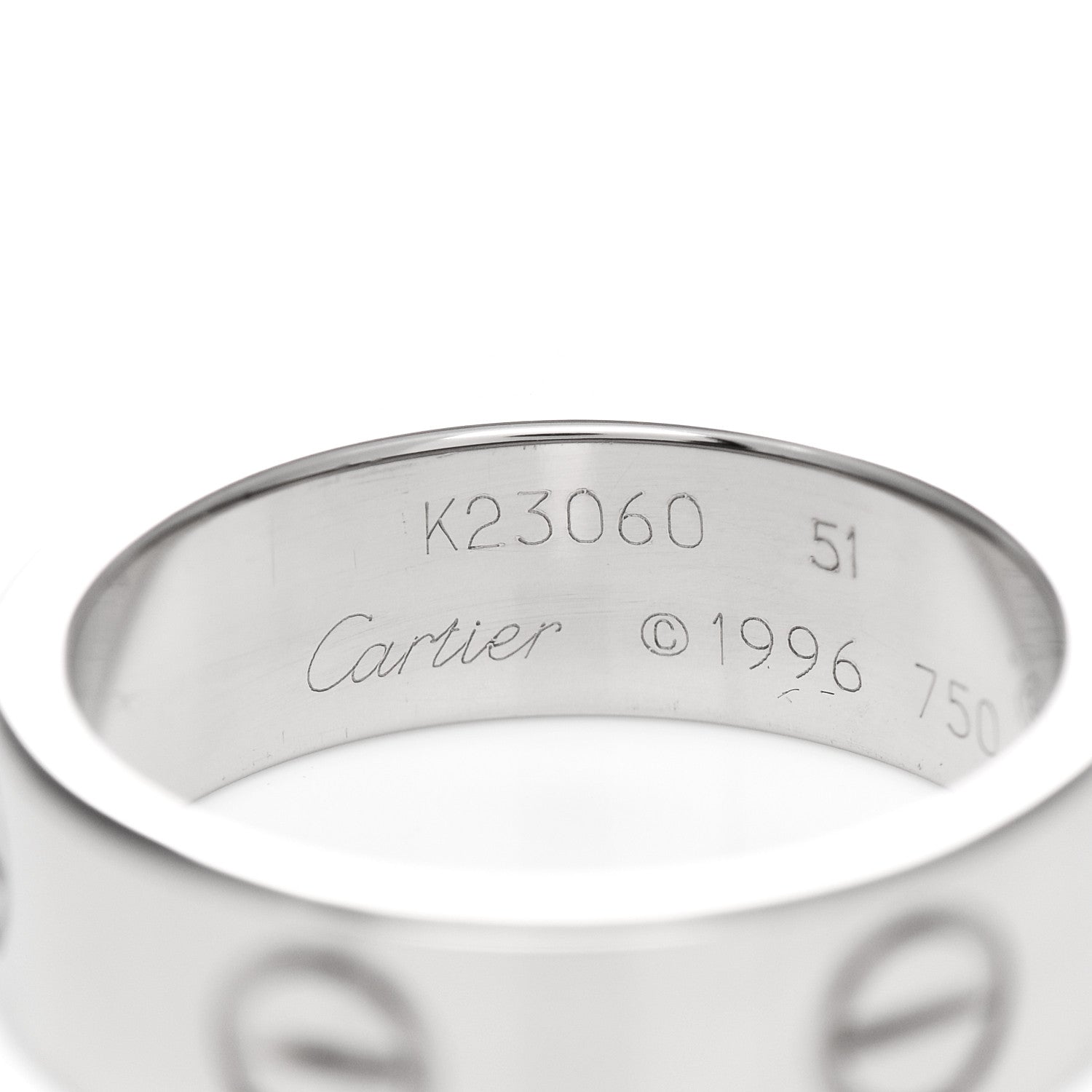 Cartier 18K White Gold 5.5mm LOVE Ring 51 5.75 4 of 5