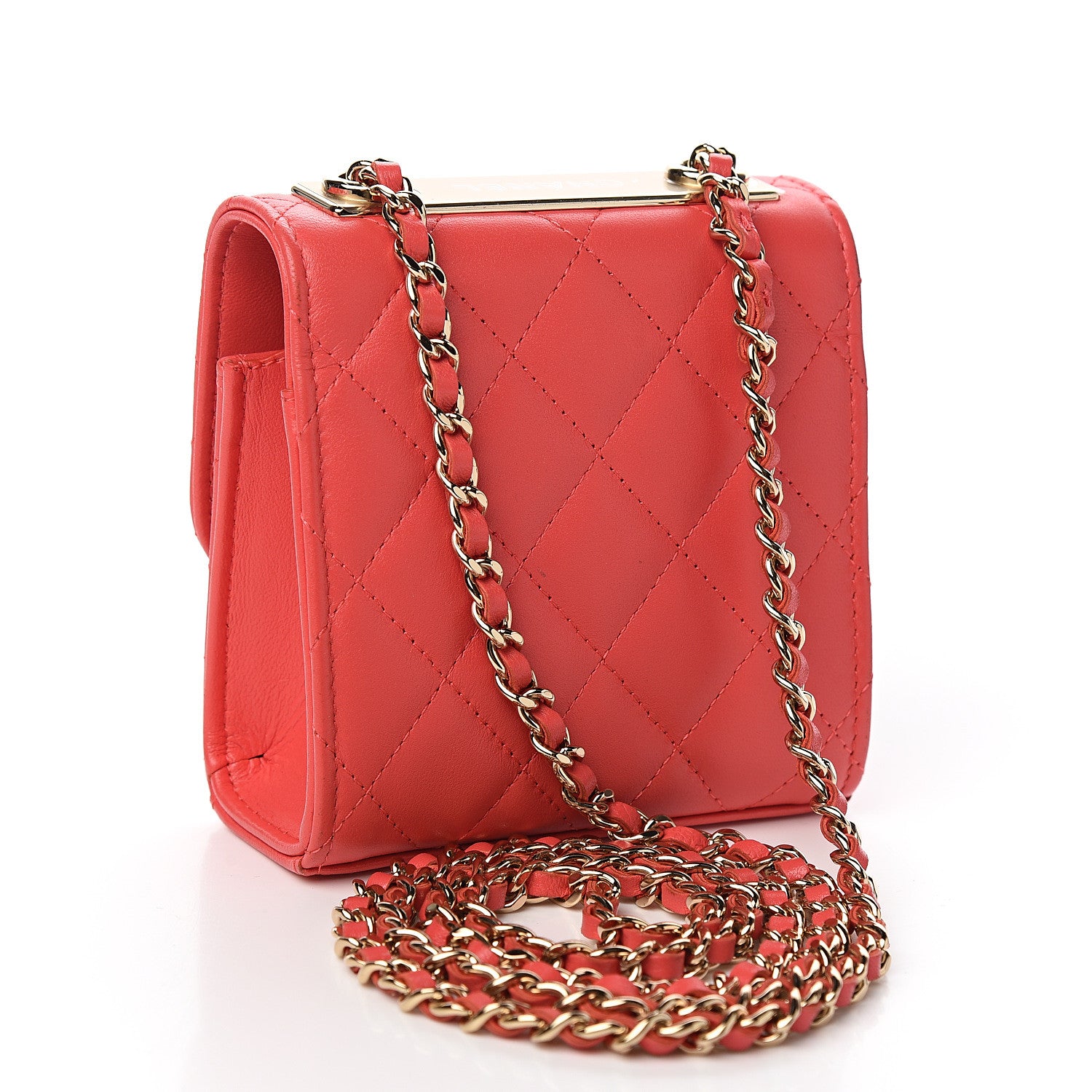Chanel Lambskin Quilted Mini Trendy CC Chain Wallet Red 2 of 10